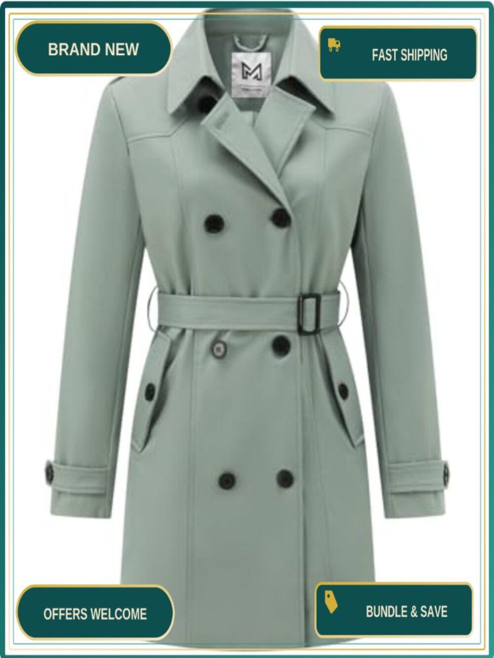 Double-Breasted Belted Trench Coat